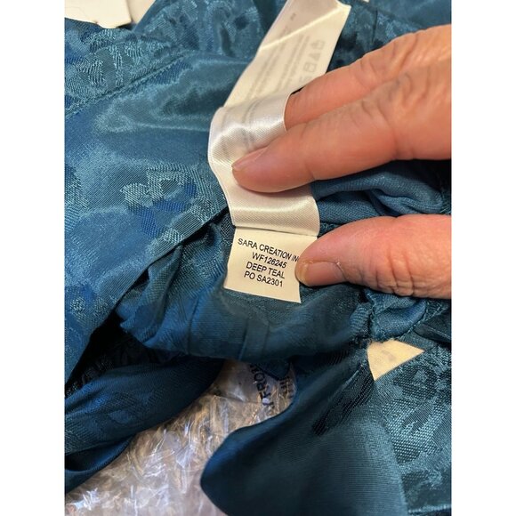 Band of the Free Top Womens Medium Wrap Crop Teal Satin Jacquard Festival Glam - Picture 5 of 10